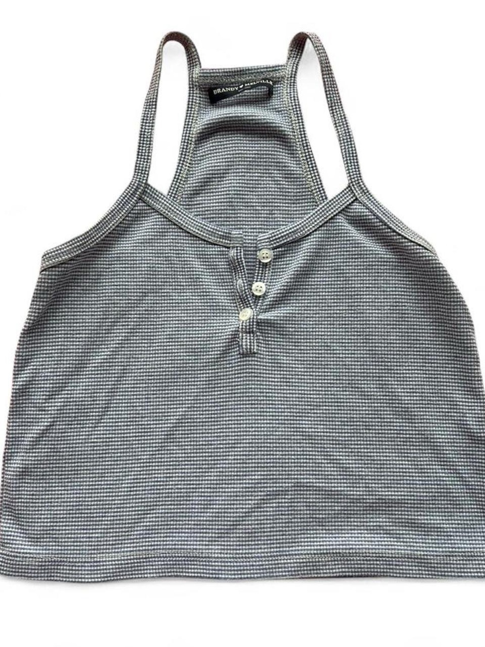 Brandy Melville Gray Ribbed Henley Racerback Camisole